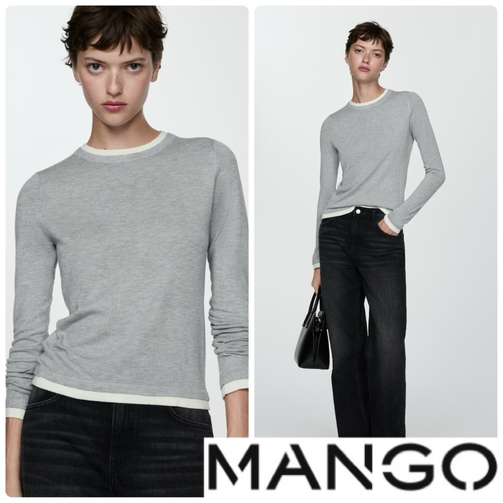 FINE-KNIT SWEATER WITH CONTRASTING TRIMS